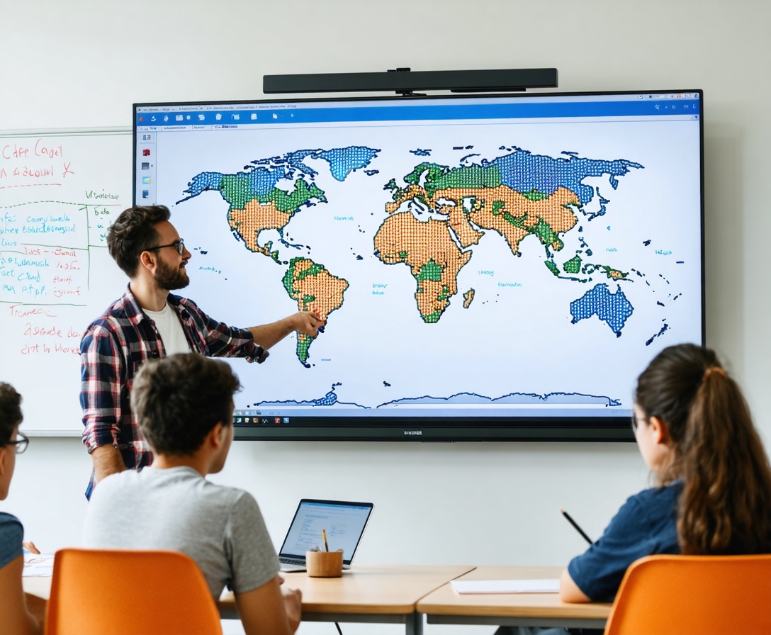 Учебная сессия: преподаватель объясняет структуру UX для туристического сайта